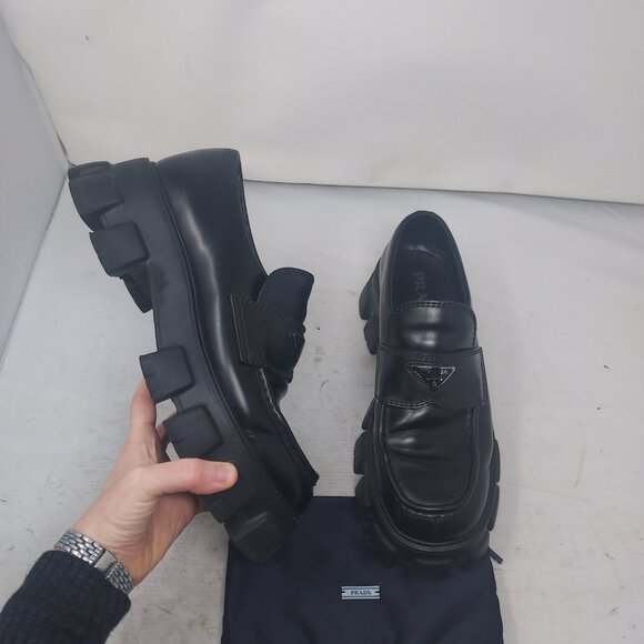 Prada Black MENS Chunky Monolith Lug Sole Platform Loafer - Picture 6 of 13